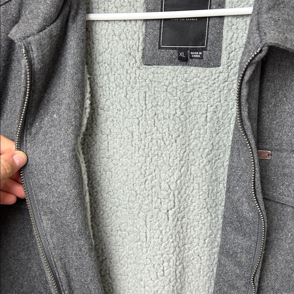 Rip Curl Charcoal Wool Observer Military Jacket Sherpa interior XL - Picture 4 of 6